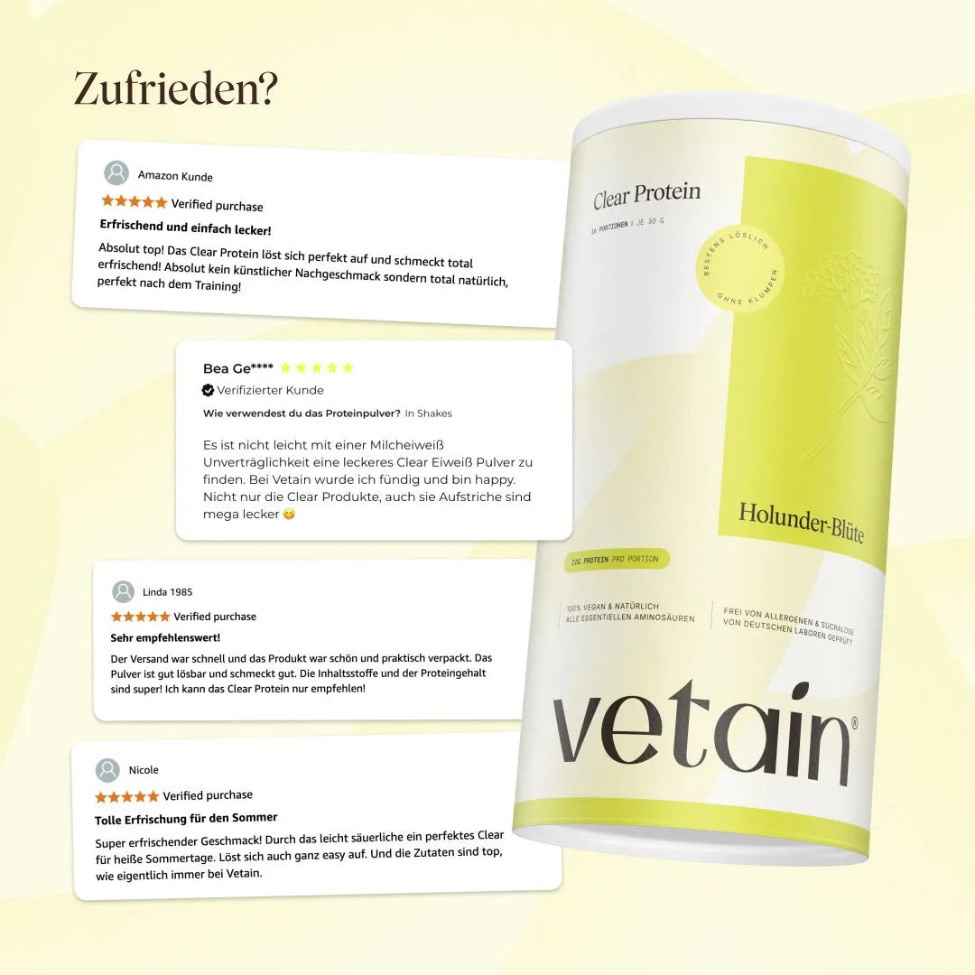 VETAIN Clear Vegan Clear Protein Holunder-Blüte 480g erfrischend