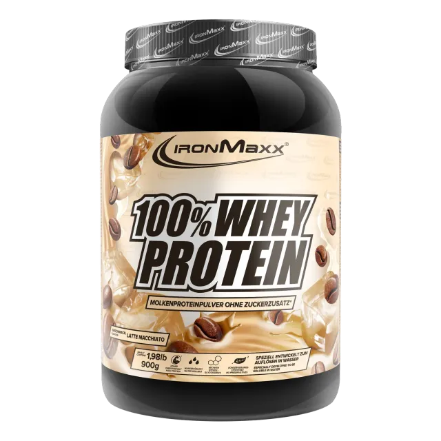 IronMaxx 100% Whey Protein Pulver Latte Macchiato 900g zuckerfrei