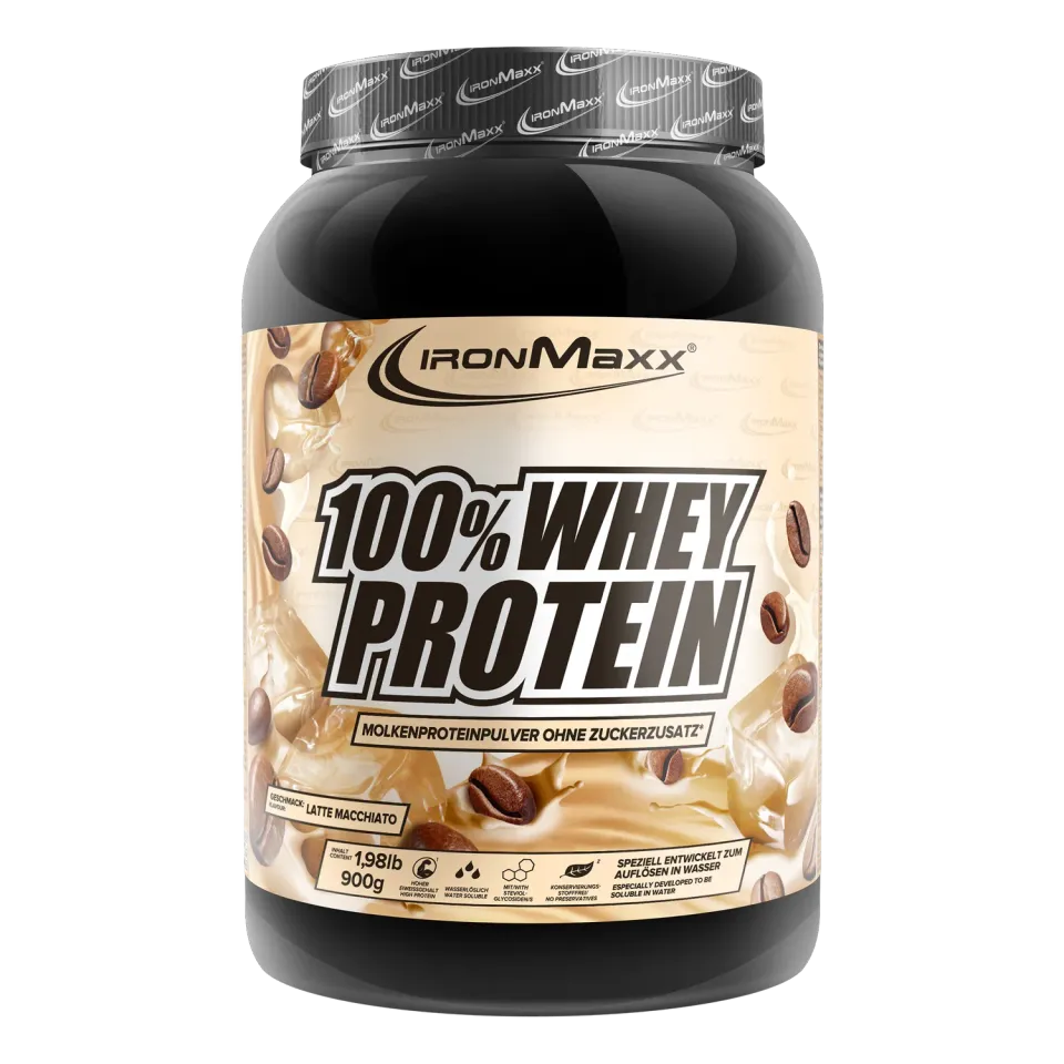 IronMaxx 100% Whey Protein Pulver Latte Macchiato 900g zuckerfrei