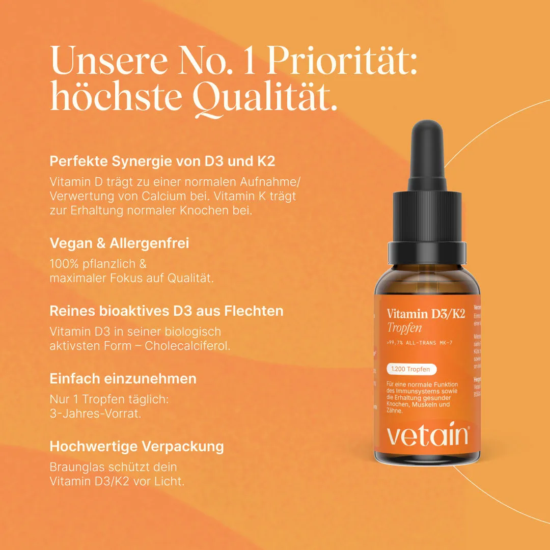 VETAIN Vitamin D3 K2 Tropfen vegan 1000 I.E.