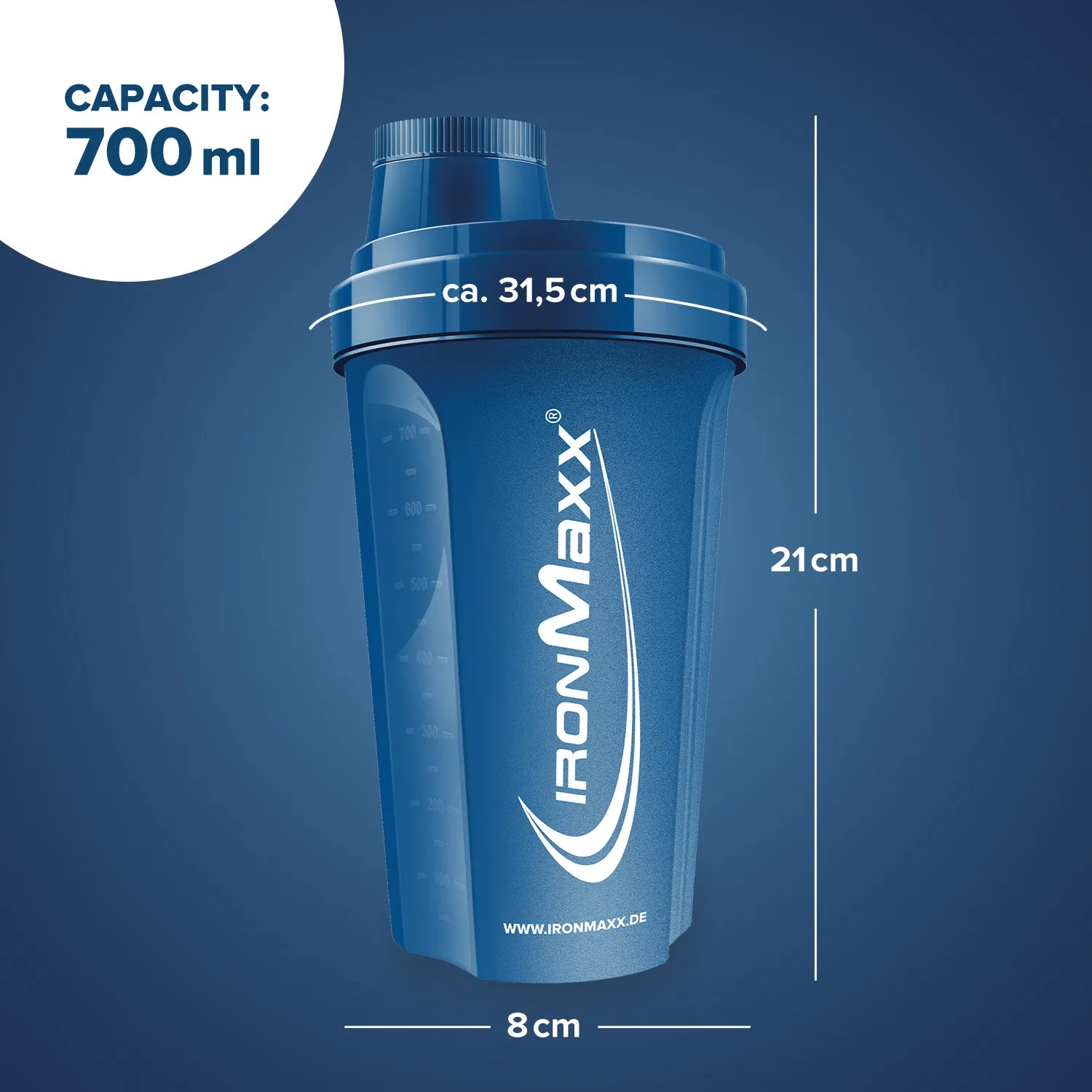 IronMaxx Shaker 700ml Dunkelblau Proteinshaker