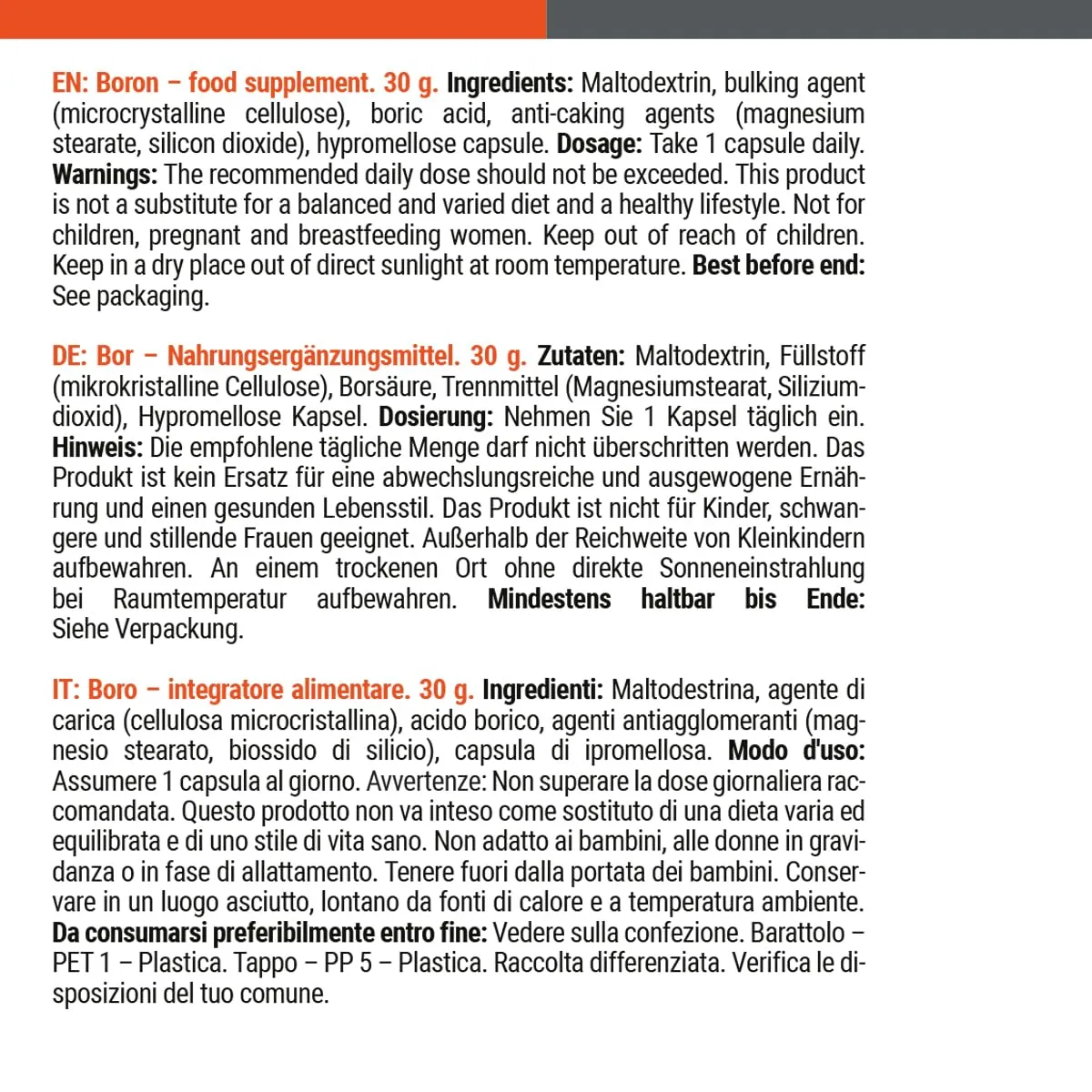 GymBeam Bor Kapseln 3 mg vegan Tagesdosis