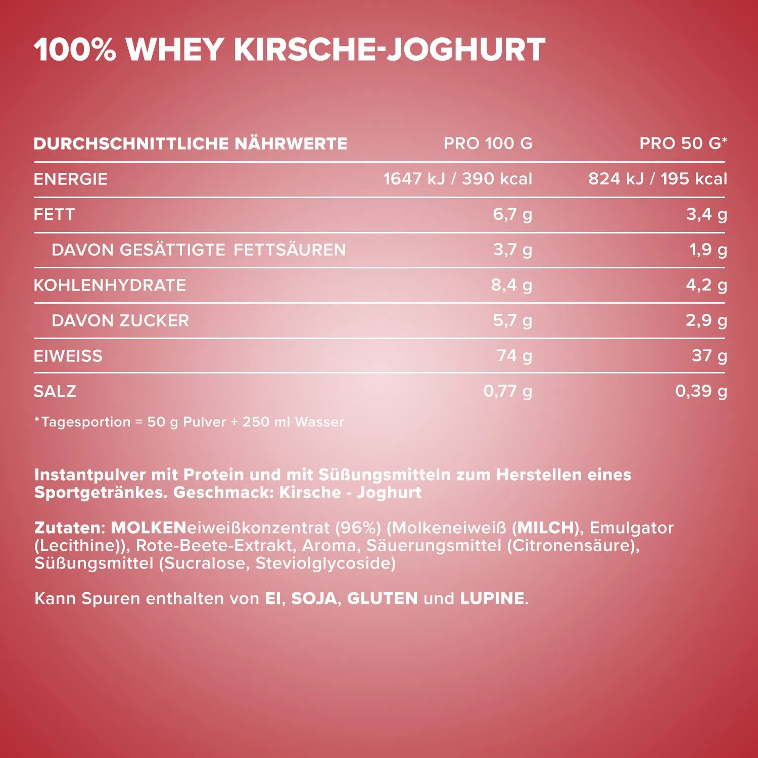 IronMaxx 100% Whey Proteinpulver 2350g Kirsche-Yoghurt zuckerfrei