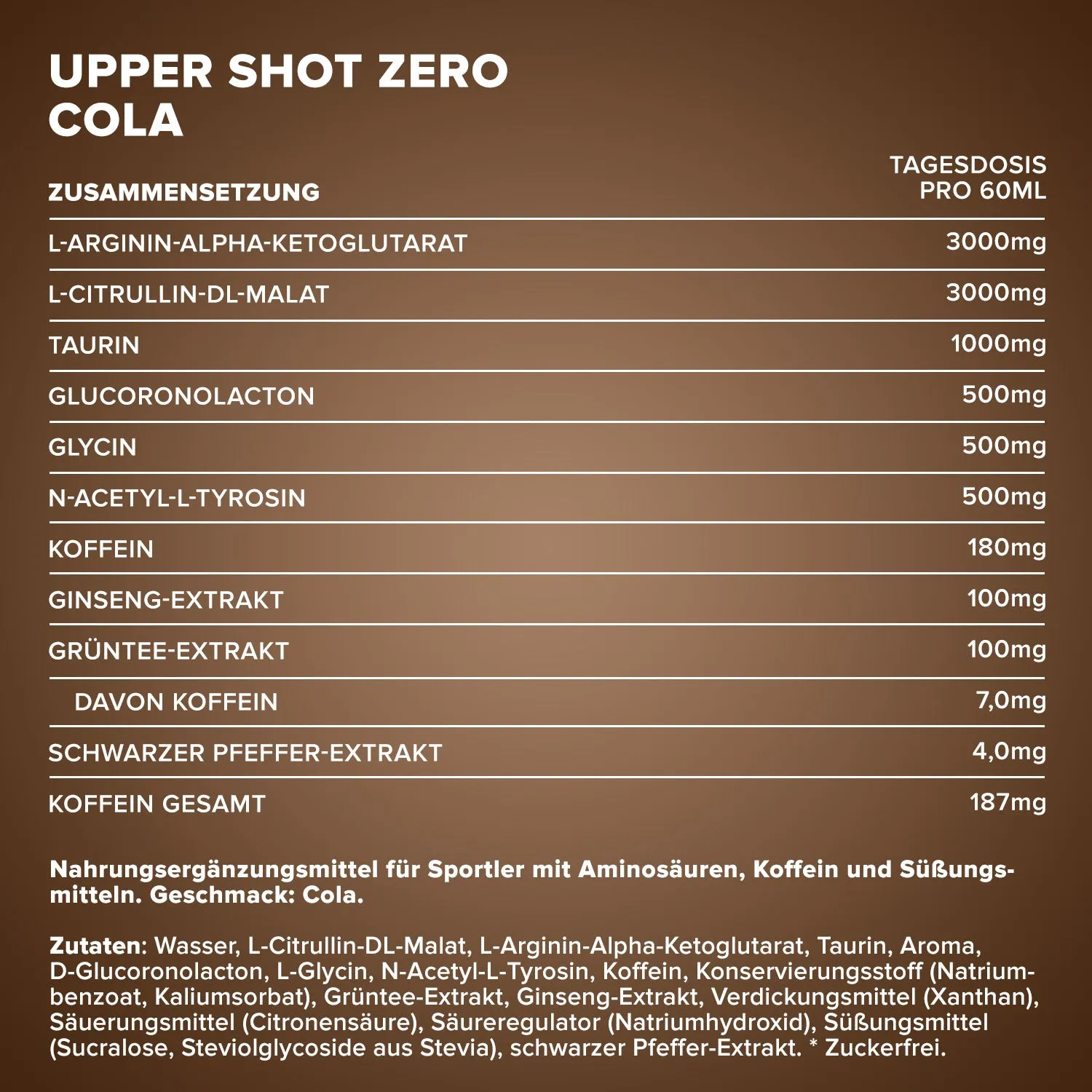 IronMaxx Upper Shot ZERO Booster 60 ml Cola koffeinhaltig