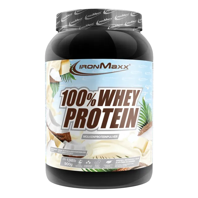 IronMaxx 100% Whey Protein White Choc Coconut Pulver 900g