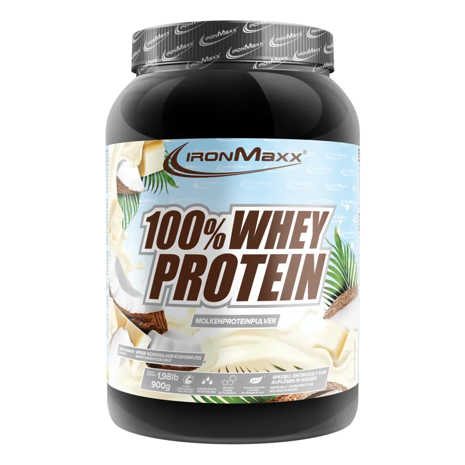 IronMaxx 100% Whey Protein White Choc Coconut Pulver 900g