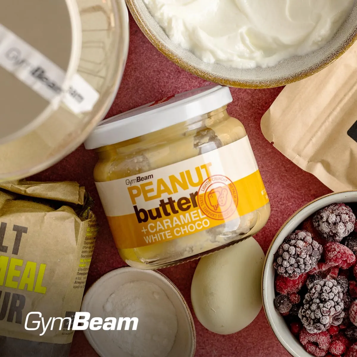 GymBeam Erdnussbutter Karamell weiße Schoko 340 g Protein