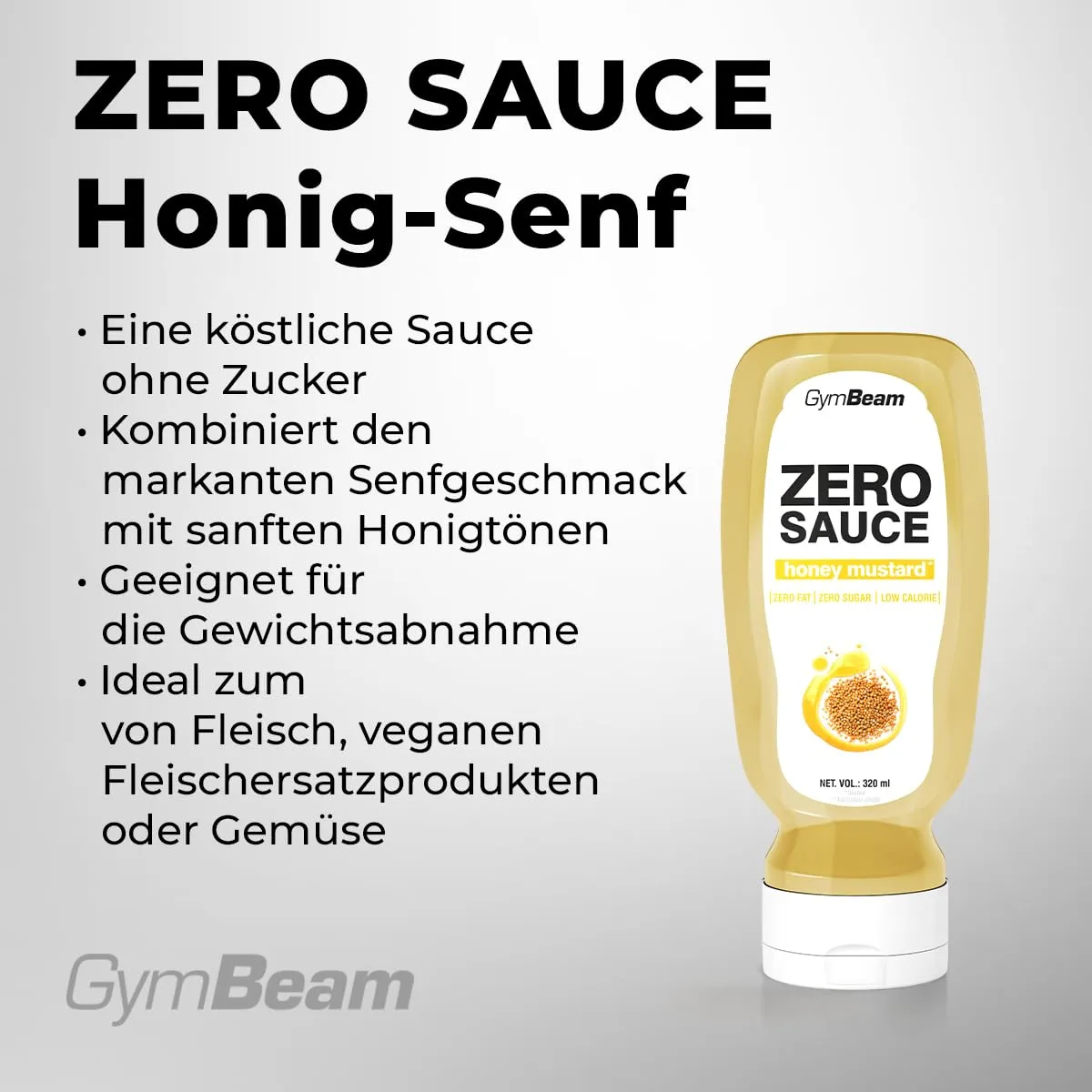 GymBeam Zero Sauce Honig-Senf Sauce 320 ml zuckerfrei