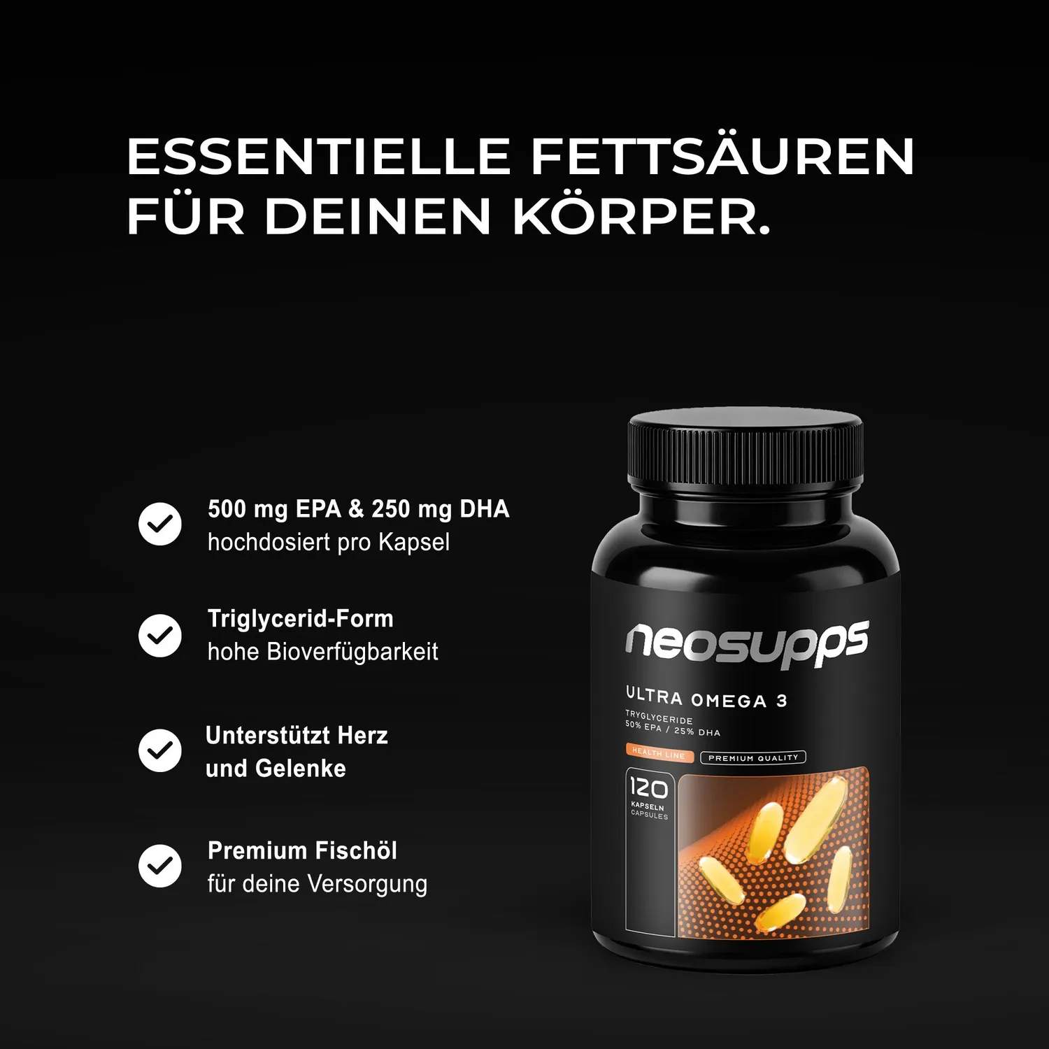 Neosupps Ultra Omega 3 Omega-3 Kapseln 120 Kapseln hochdosiert