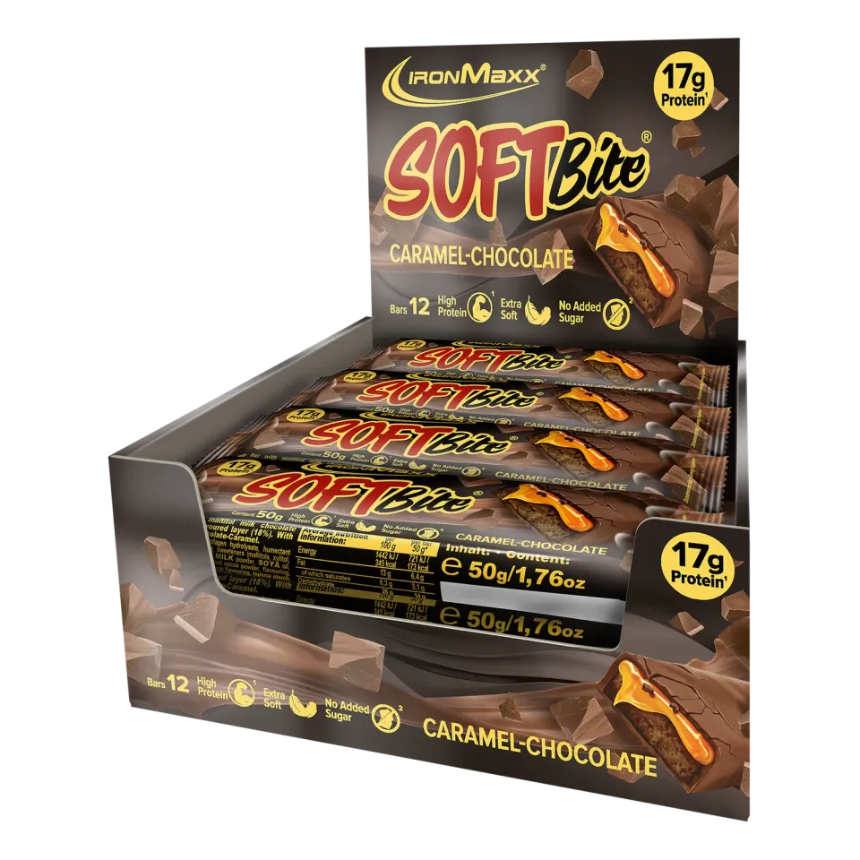 IronMaxx Softbite Proteinriegel 12x50g Caramel Chocolate weich