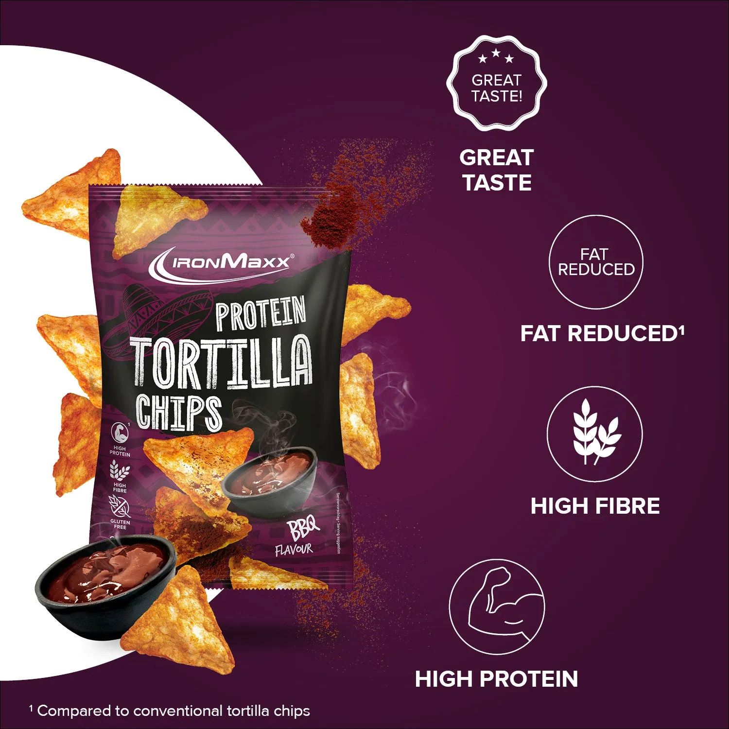 IronMaxx Protein Tortilla Chips 2.0 Barbecue 60g vegan