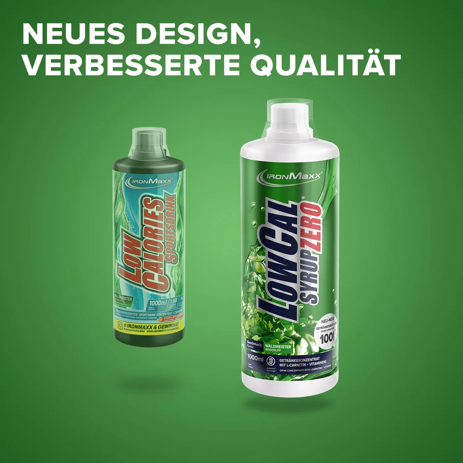 IronMaxx LowCal Syrup Zero Sirup 1000ml Waldmeister zuckerfrei