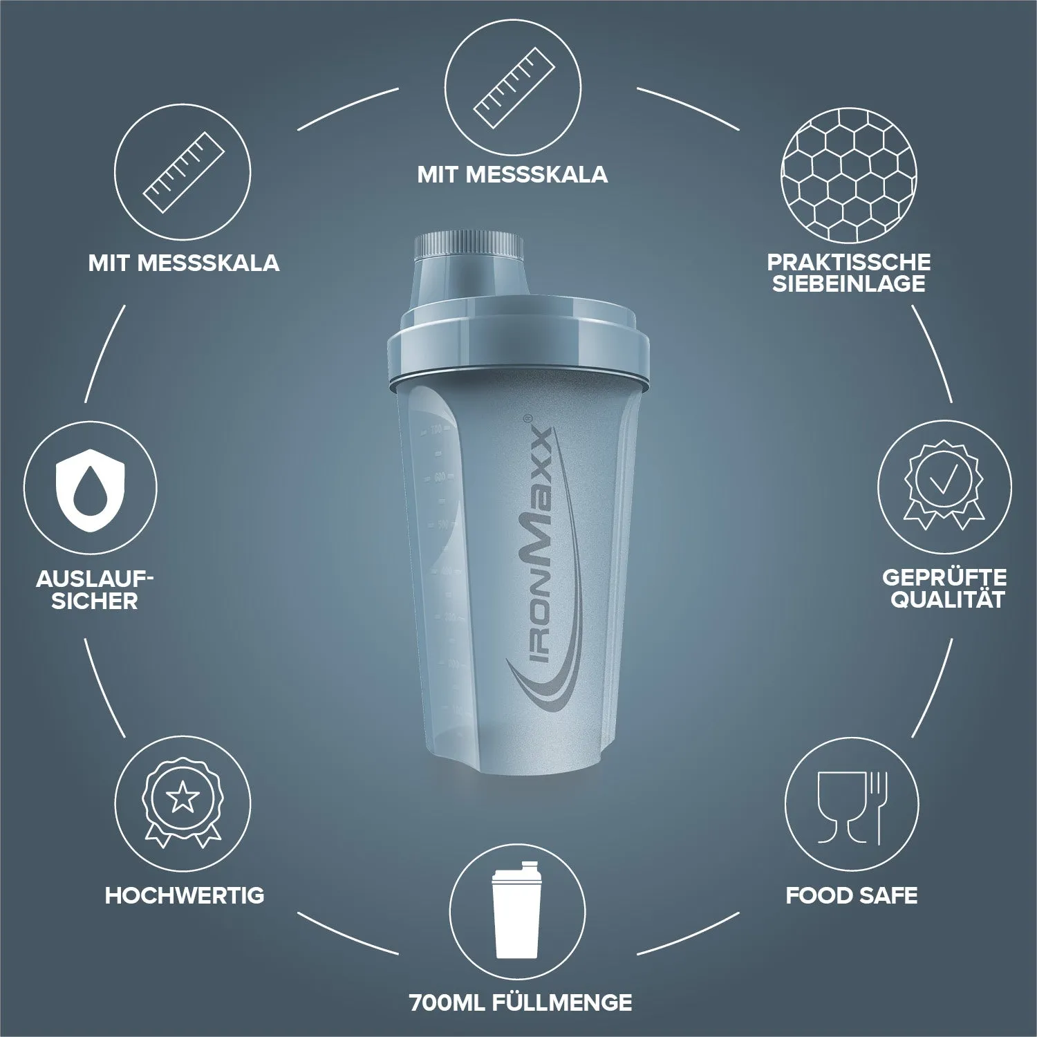 IronMaxx Shaker 700ml Kyanaite Blue BPA-frei