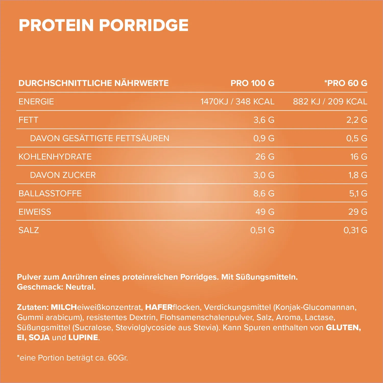 IronMaxx Protein Breakfast Porridge 10x60g Sachets