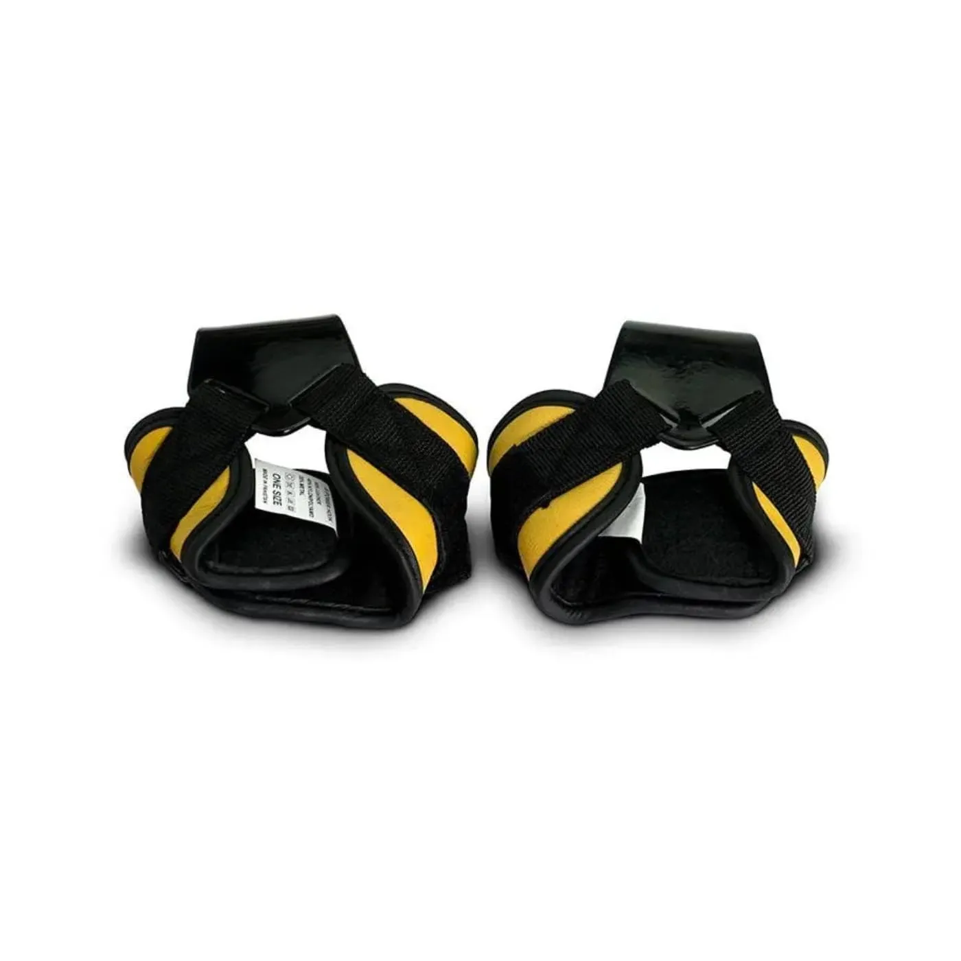 GymBeam Zughilfen mit Haken Leder Schwarz-Gelb