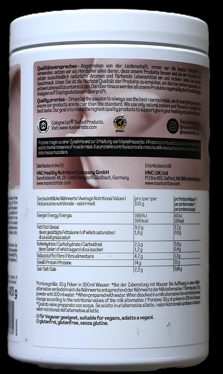 MaxiNutrition MaxVegan Protein Schoko 420g 22g Eiweiß
