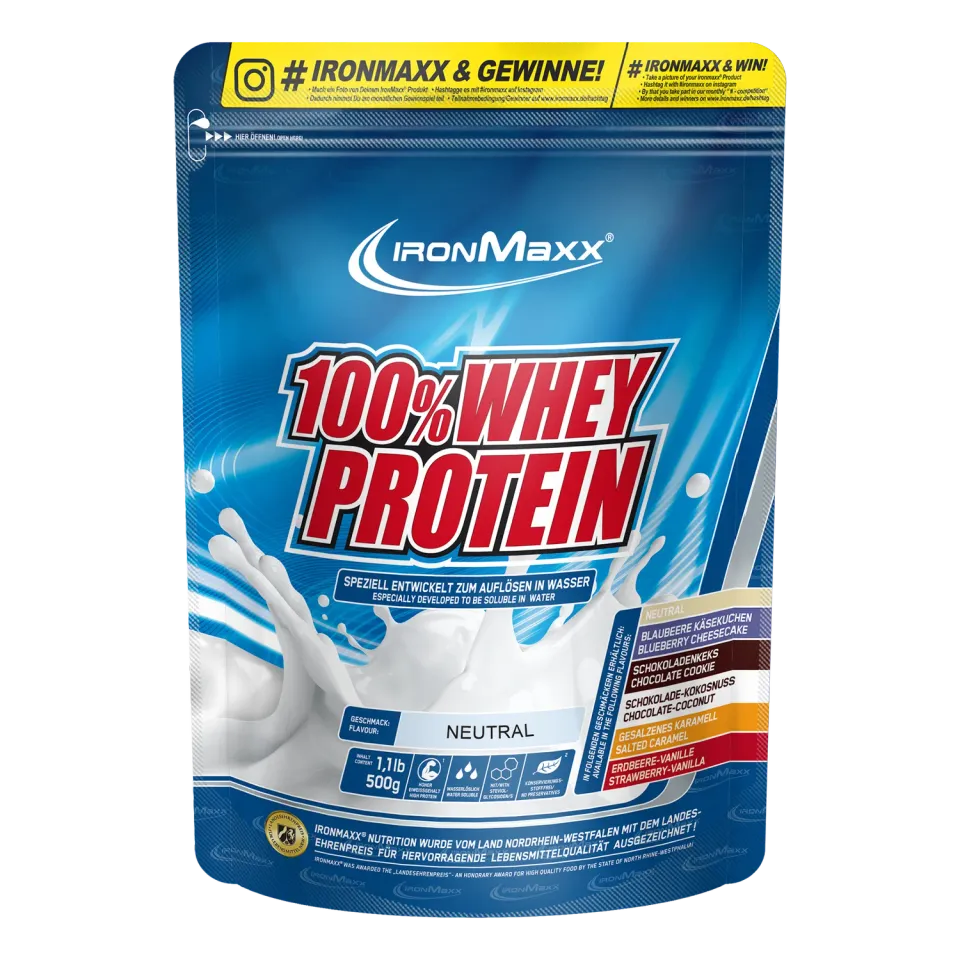 IronMaxx 100% Whey Protein Pulver 500g Neutral zuckerfrei