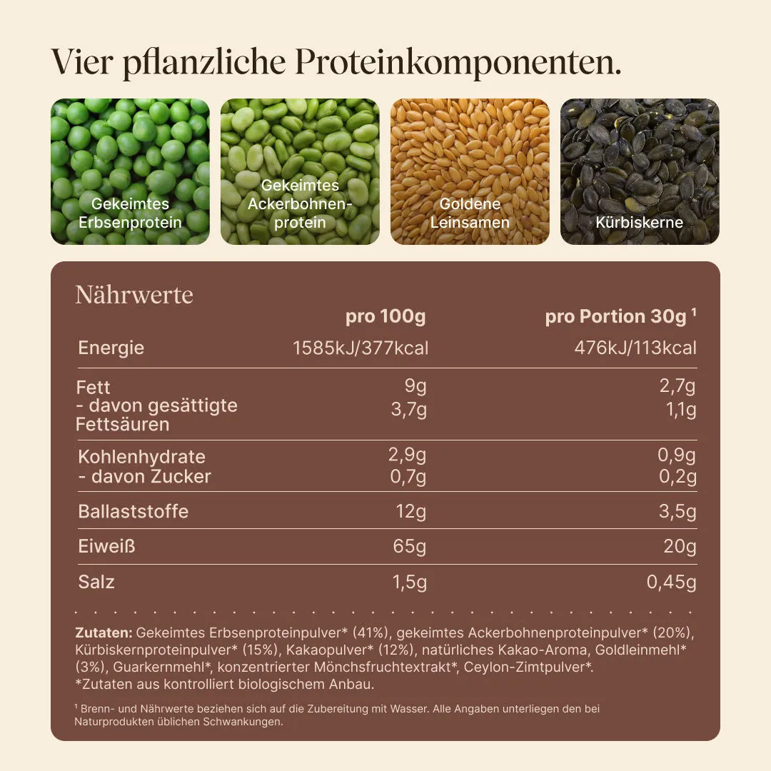 Vetain Vegan Protein Cocoa Proteinpulver 540g Bio