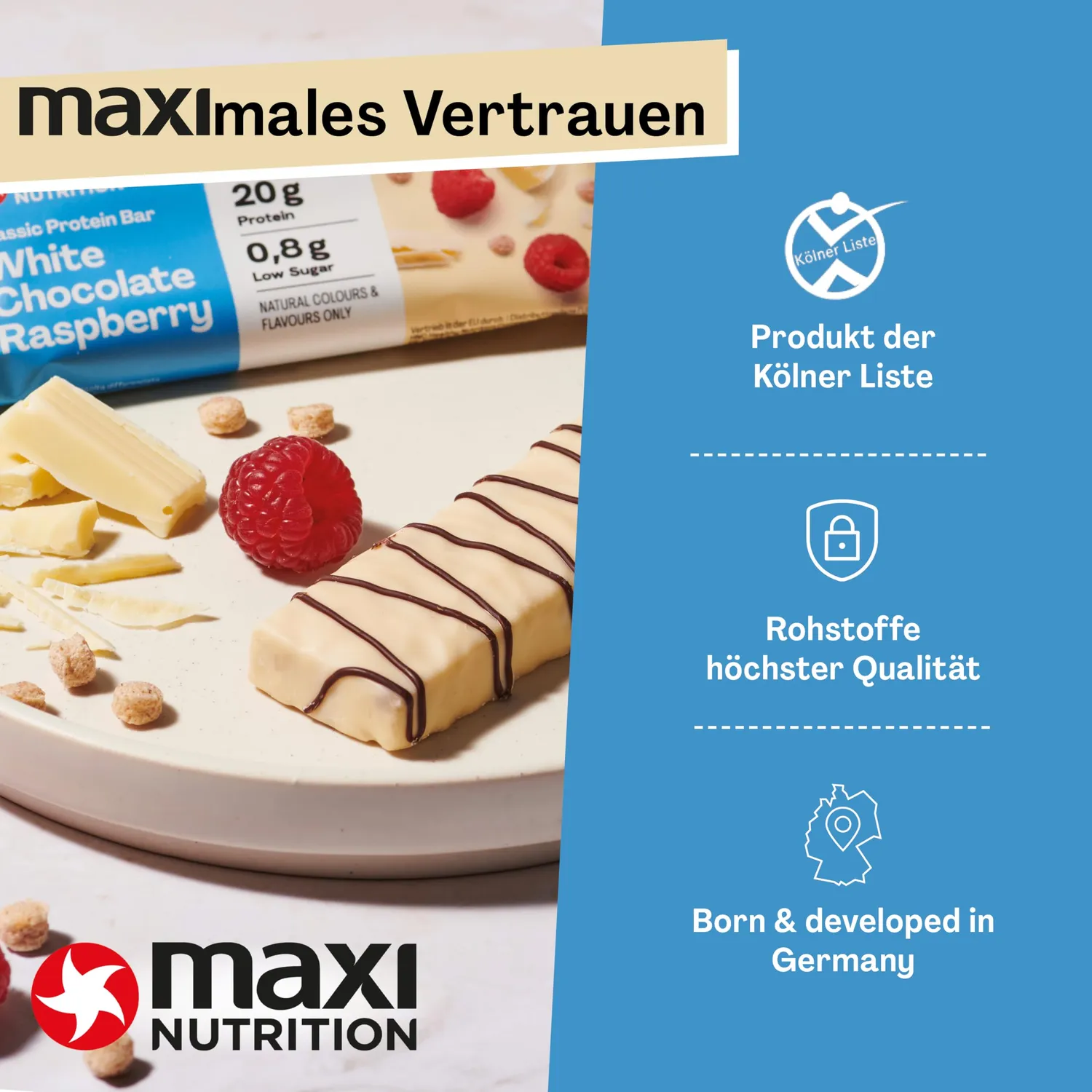 MaxiNutrition Classic White Chocolate Raspberry Riegel 24x40g