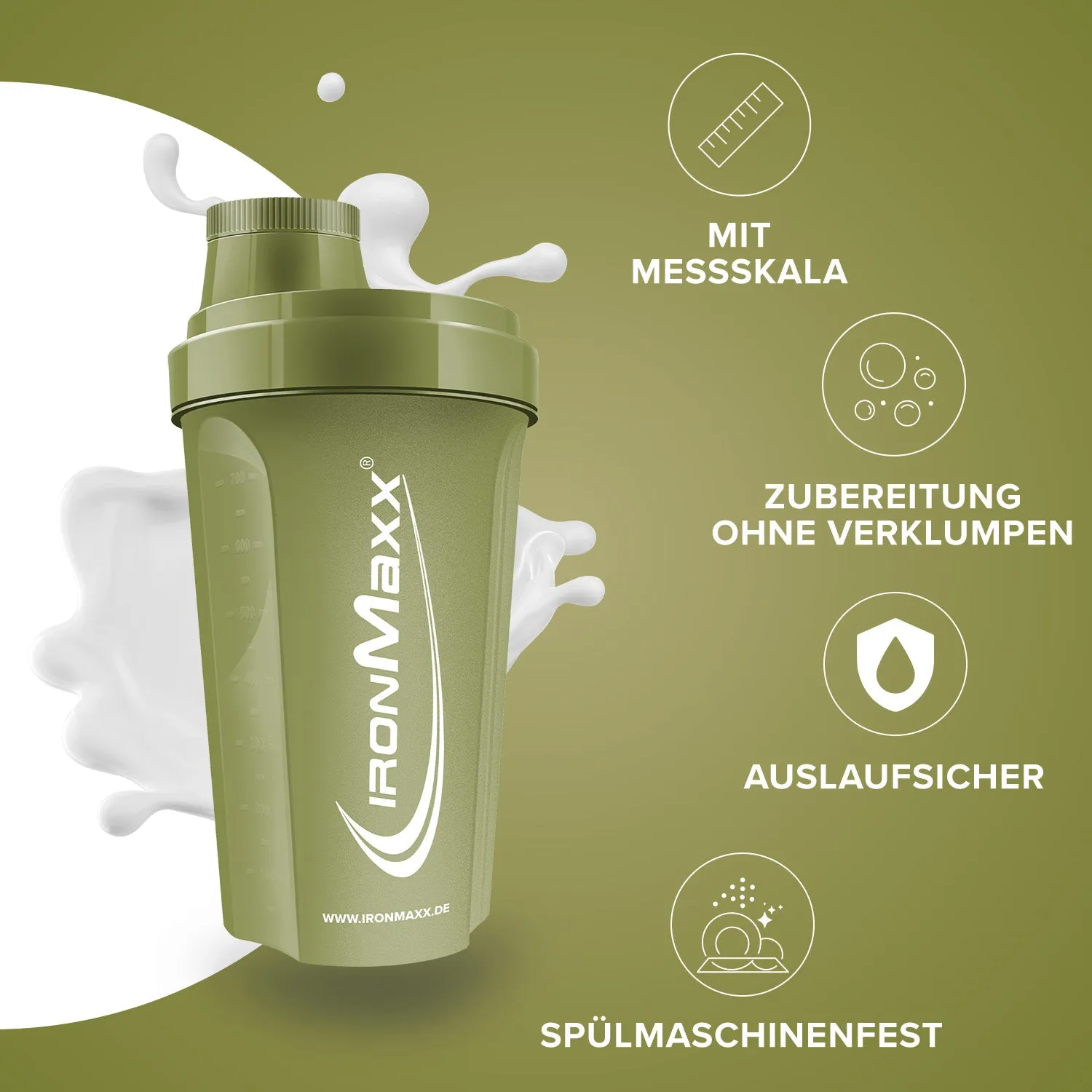 IronMaxx Shaker 700ml Navy Green mit Sieb