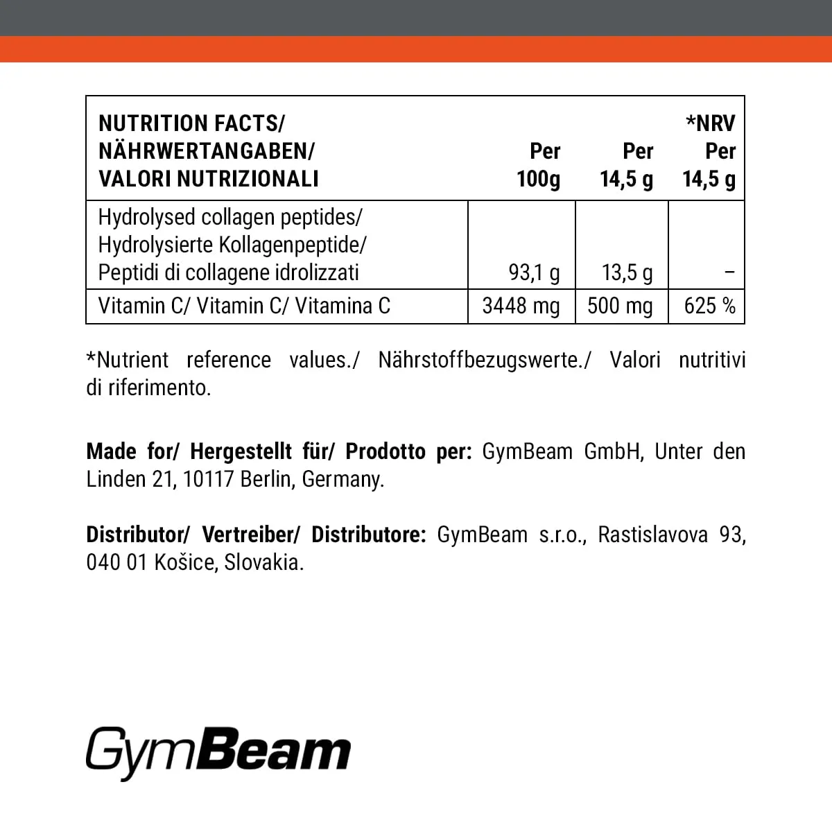 GymBeam RunCollg Kollagen Pulver Erdbeere Kiwi 500 g