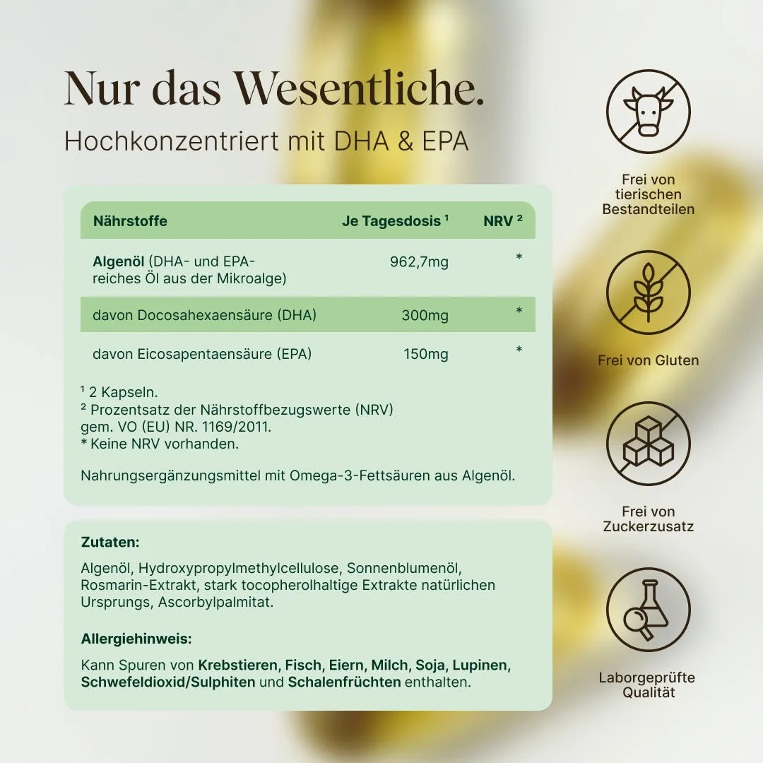 Vetain Omega 3 vegan Algenöl Kapseln 90 Kapseln vegan