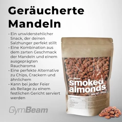 GymBeam Geröstete Mandeln Rauchmandeln 500g Snack