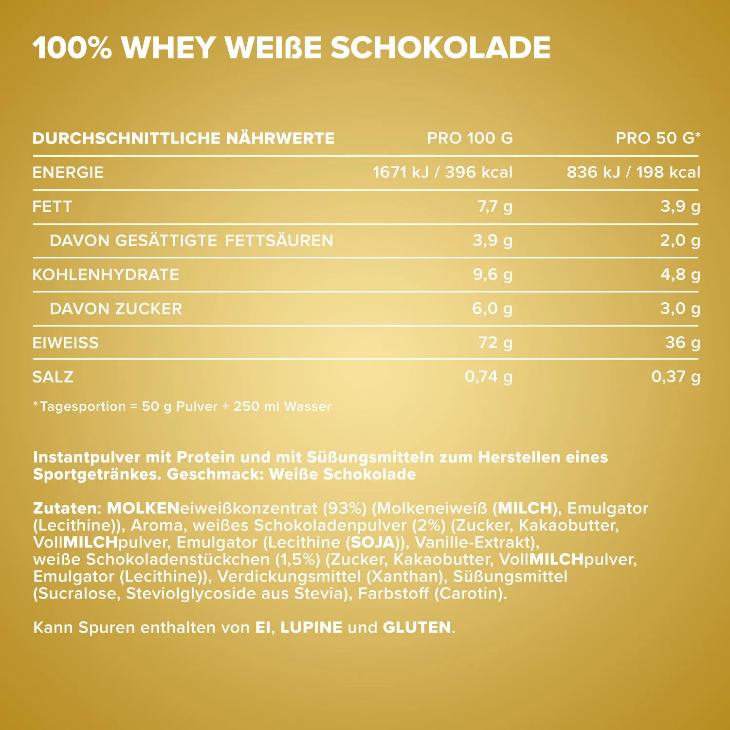 IronMaxx 100% Whey Protein Pulver Weiße Schokolade 2350g zuckerfrei