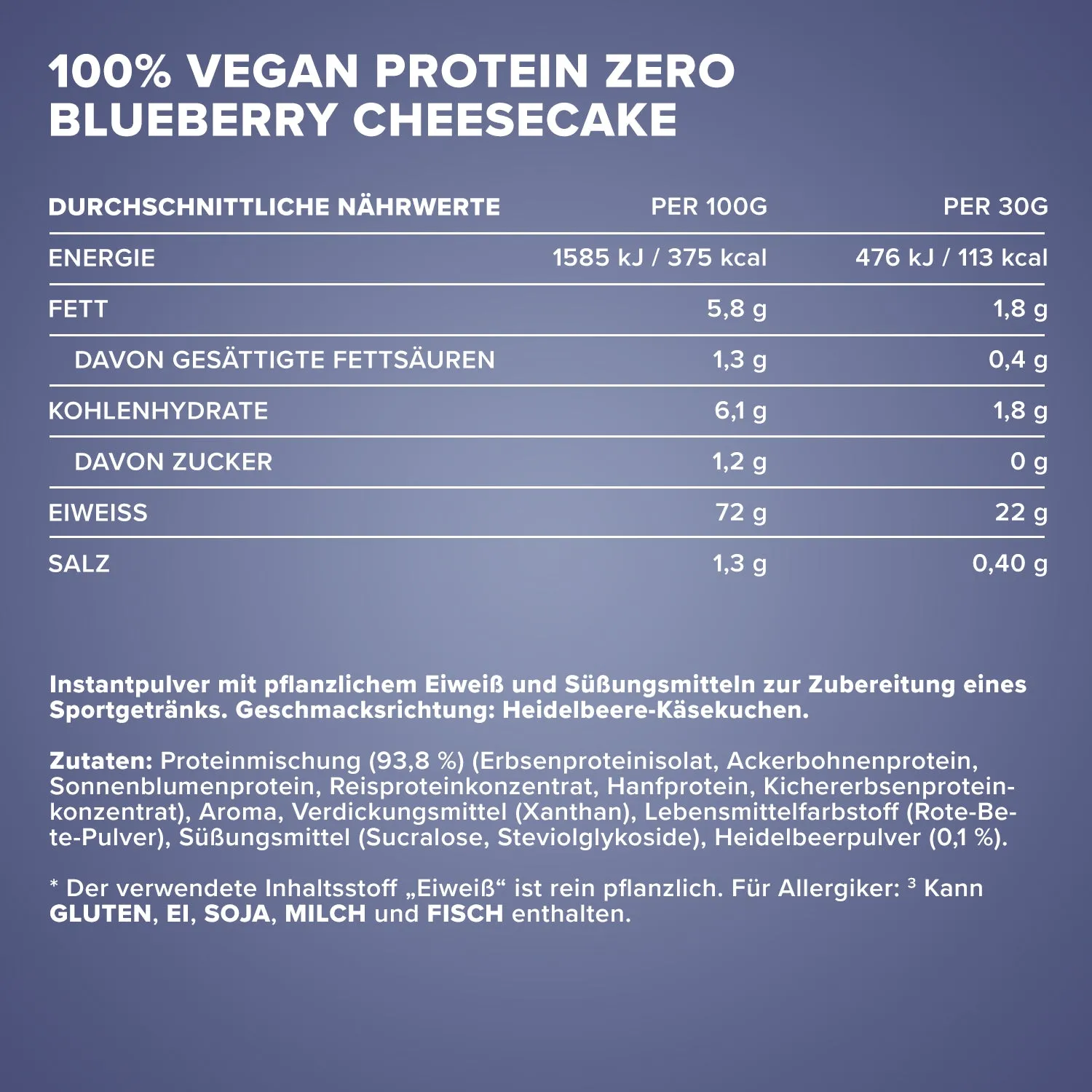 IronMaxx 100% Vegan Protein Zero Blueberry Cheesecake 500 g
