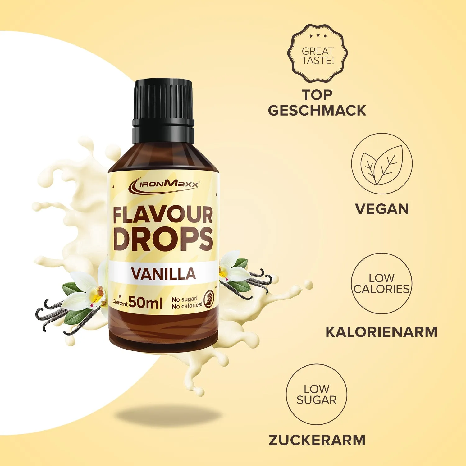 IronMaxx Flavour Drops Vanille Tropfen 50ml zuckerfrei