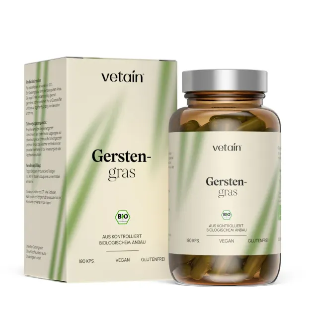 Vetain Bio Gerstengras Kapseln 180 Stück pur vegan