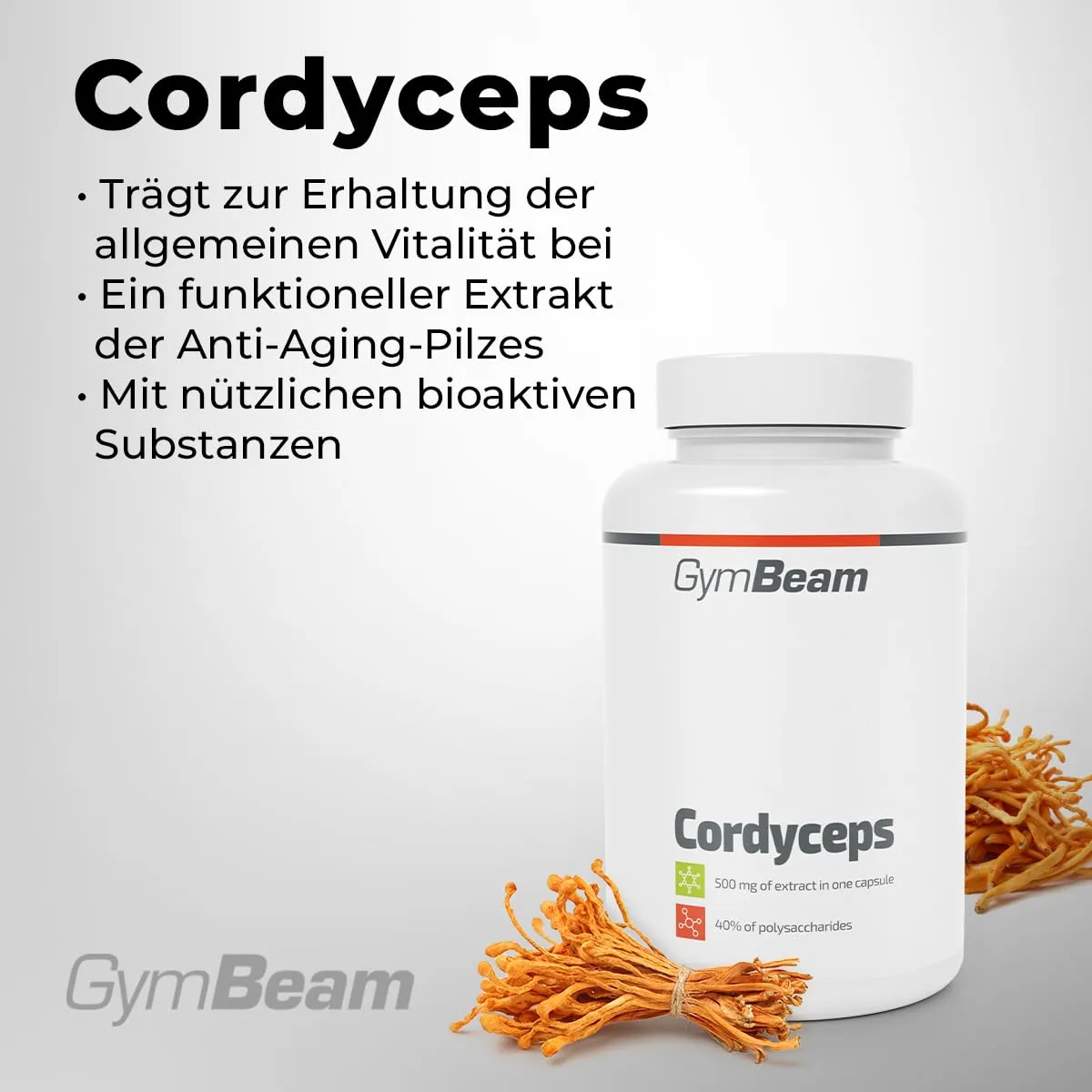 GymBeam Cordyceps Kapseln Extrakt 2000mg 90 Stk vegan