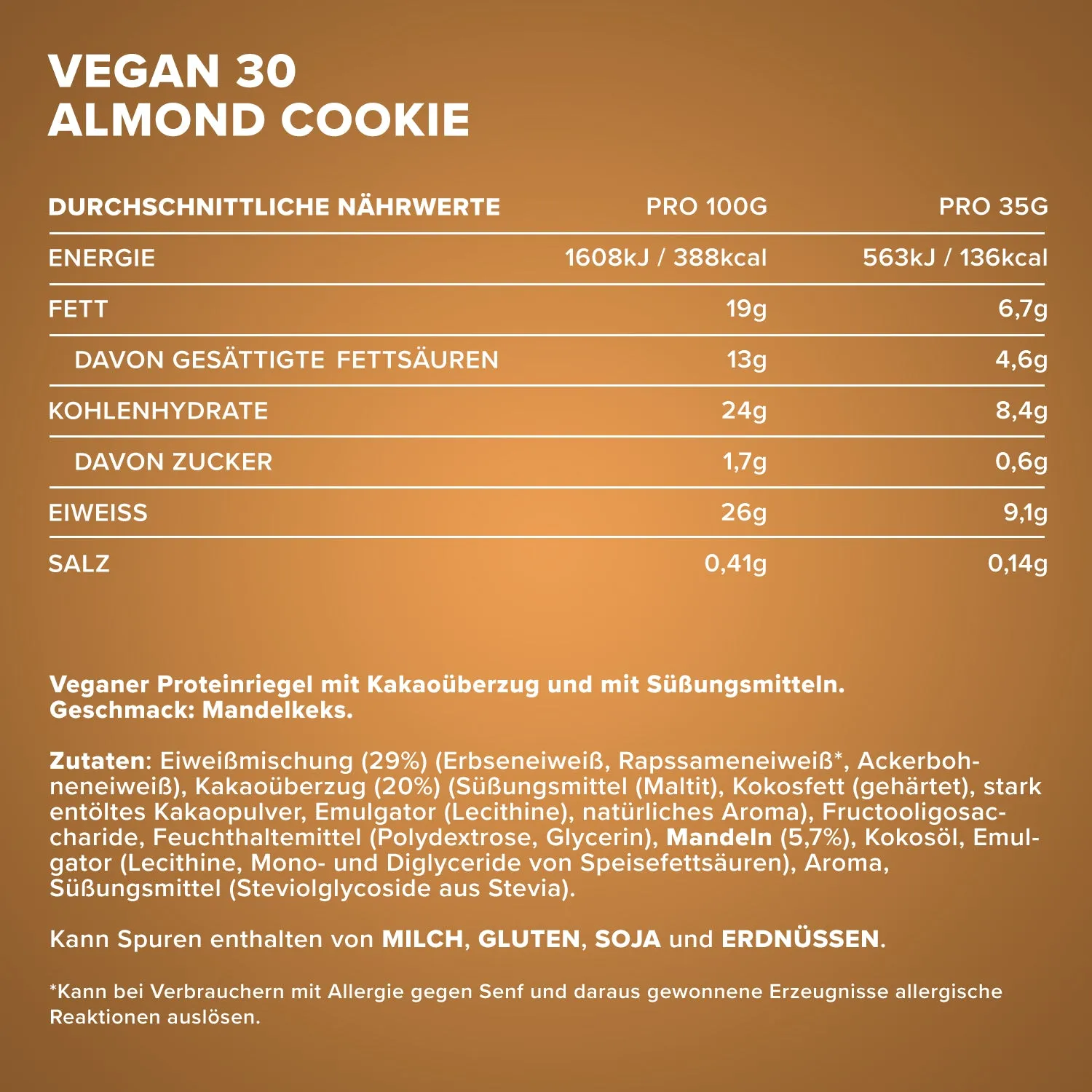 IronMaxx Vegan 30 Proteinriegel Almond Cookie 24x35g vegan