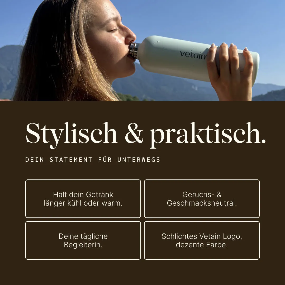 Vetain Edelstahl Trinkflasche 1000ml 1 Liter rostfrei