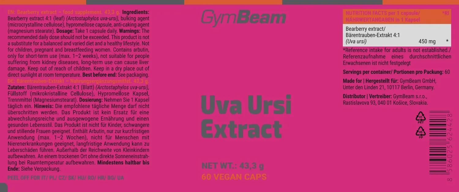 GymBeam Uva Ursi Bärentraube Kapseln 60 Stk vegan