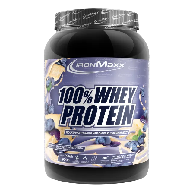 IronMaxx 100% Whey Proteinpulver 900g Blueberry Cheesecake zuckerfrei