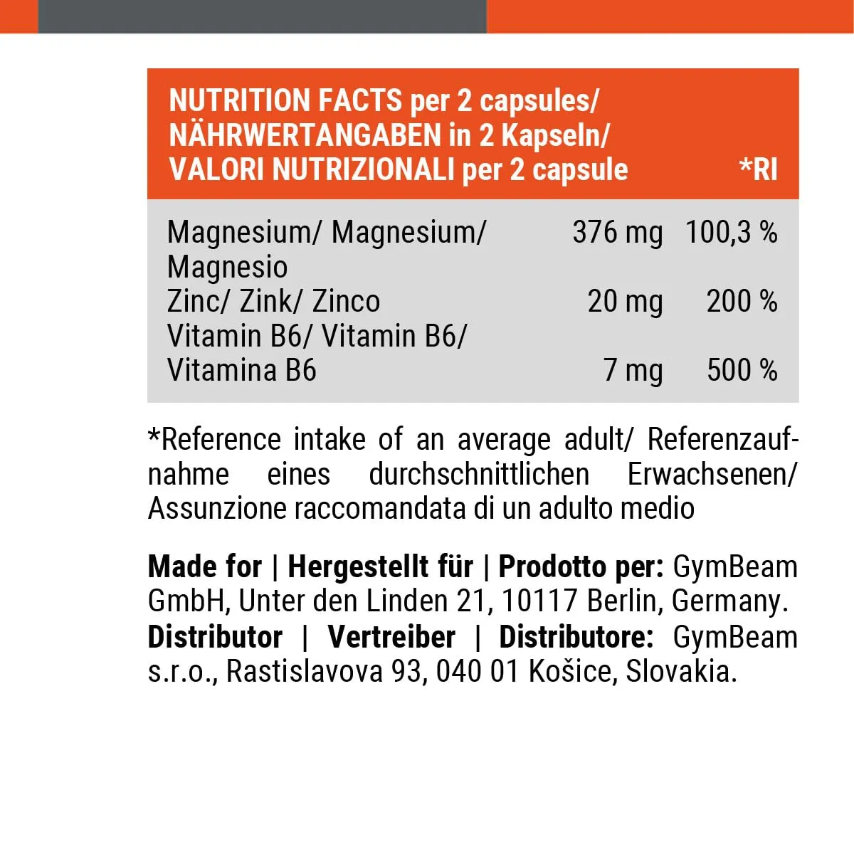 GymBeam ZMB6 Komplex Tabletten 60 Caps vegan