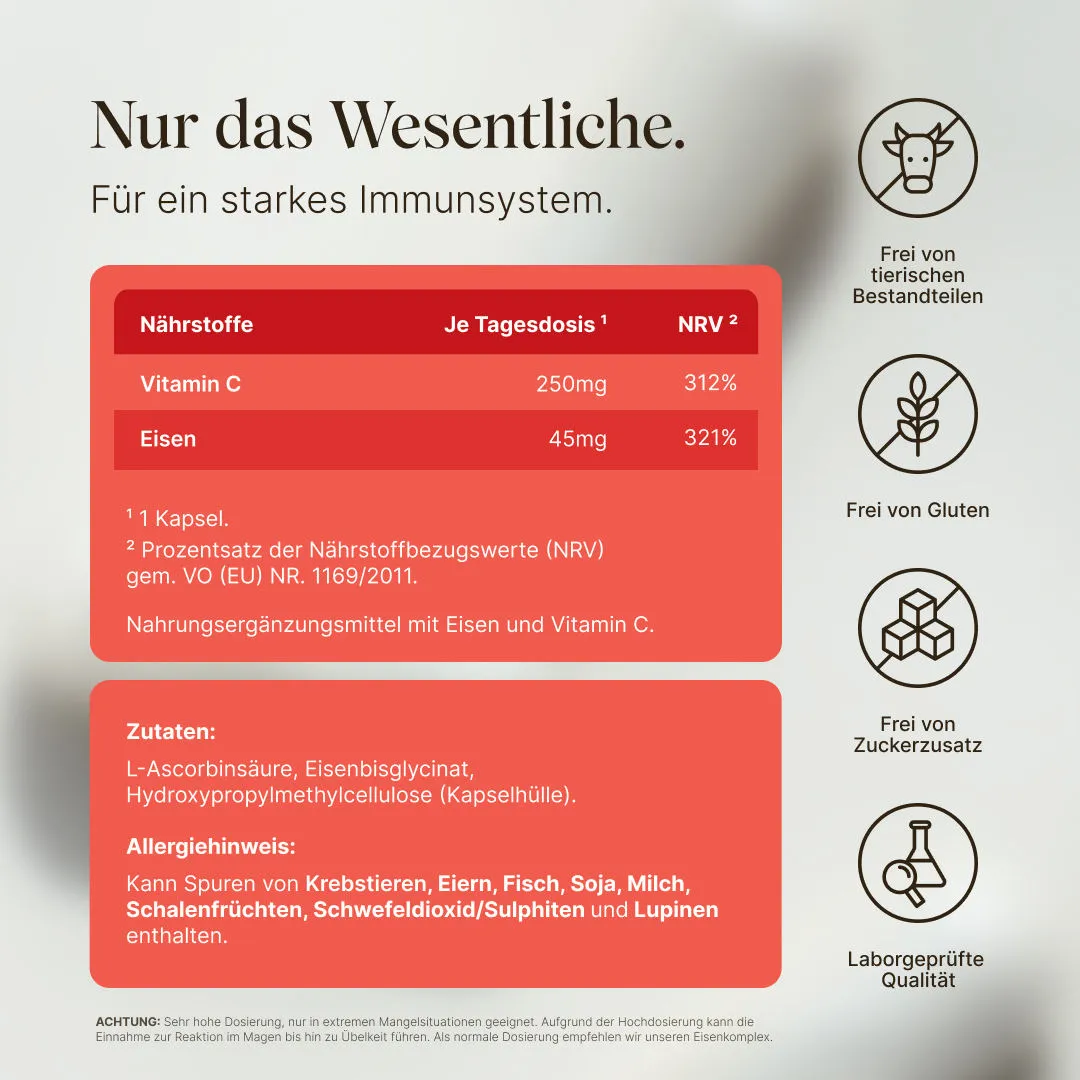 Vetain Eisen + Vitamin C Kapseln 120 Stück Bisglycinat