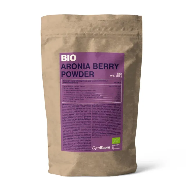 GymBeam BIO Aronia Pulver 200 g säuerlich zuckerfrei
