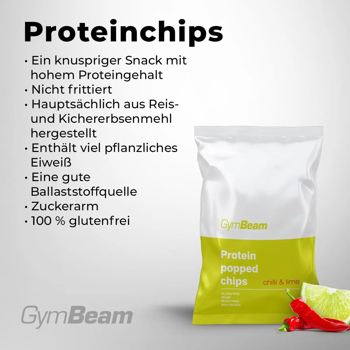 GymBeam Protein Chips Protein-Chips Chilli & Lime 7x40g glutenfrei