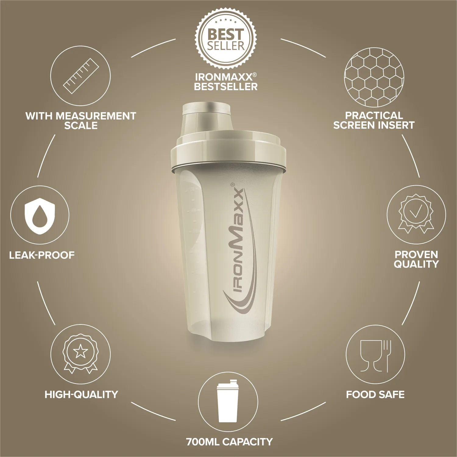 IronMaxx Sculpt Luxe Shaker 700ml Sandstone Beige BPA-frei