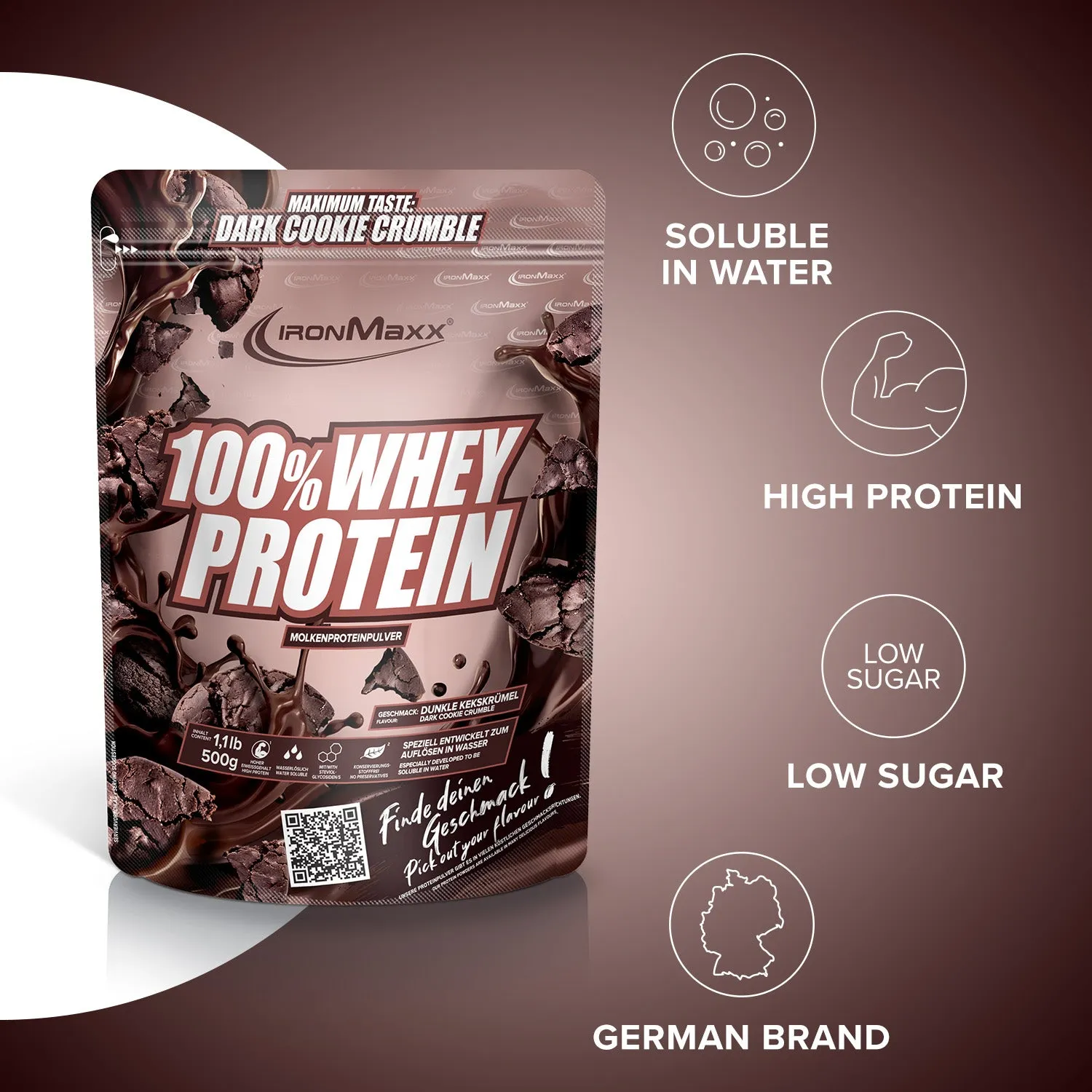 IronMaxx 100% Whey Protein 500g Dark Cookie Crumble