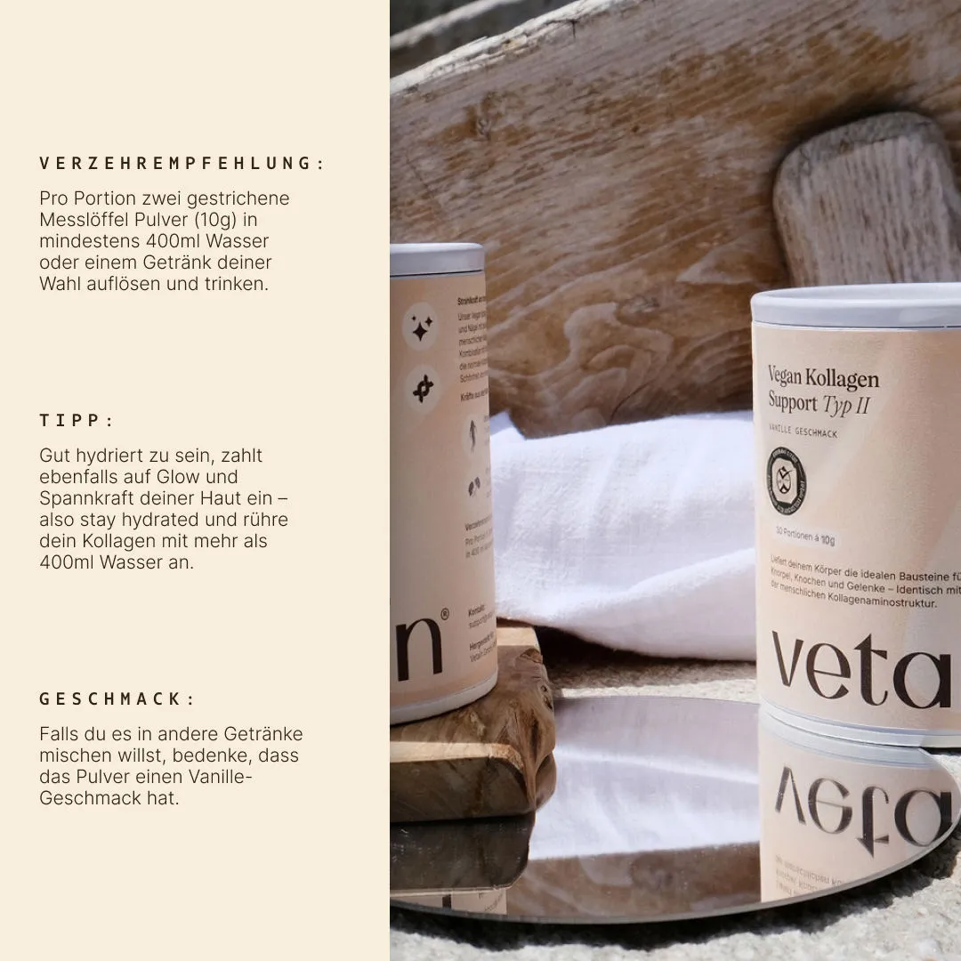 Vetain Kollagen Typ 1 & 2 Bundle vegan mit Shaker