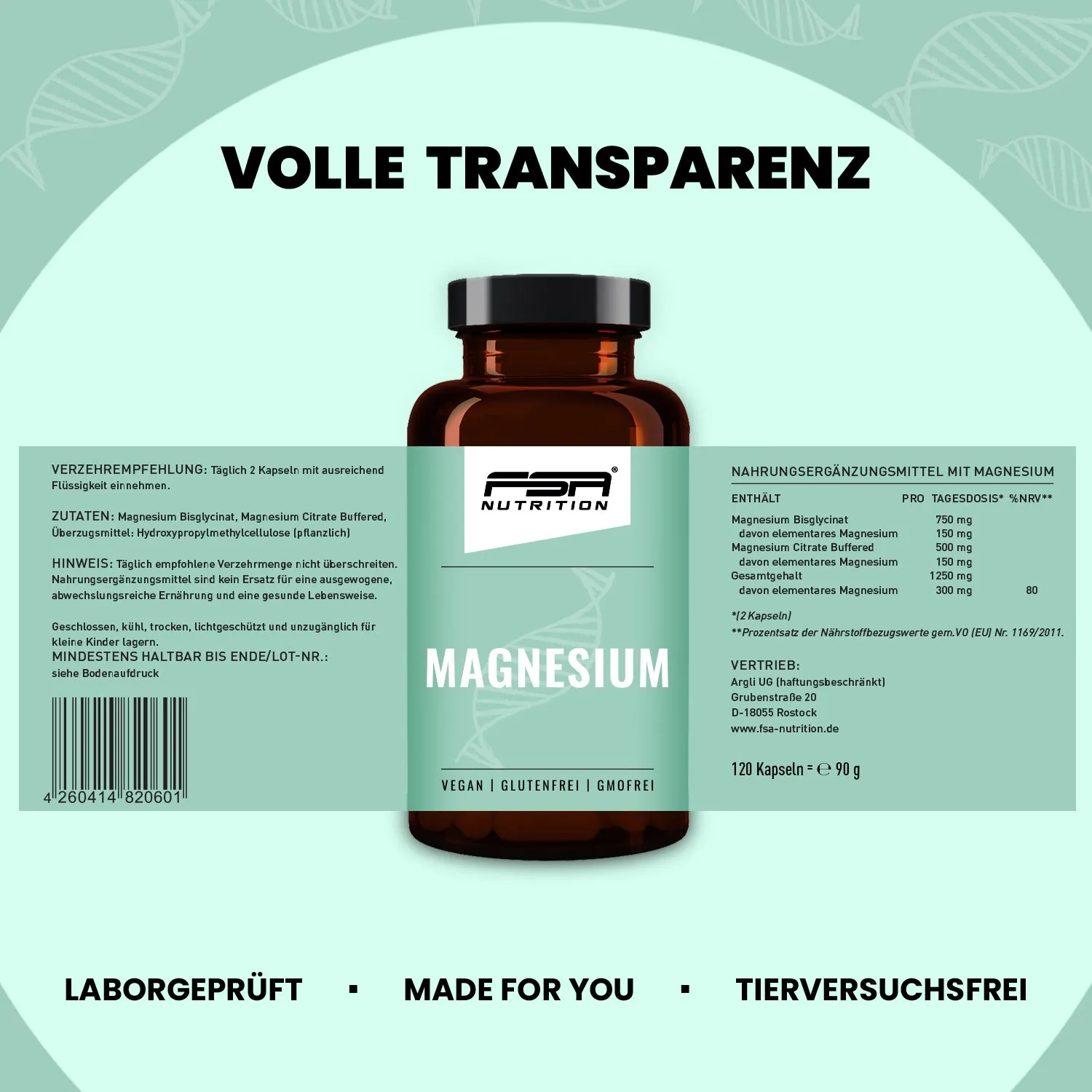FSA Nutrition Magnesium Bisglycinat Citrat 300 mg