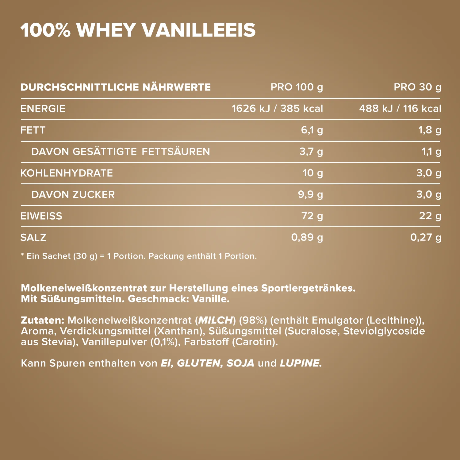 IronMaxx 100% Whey Protein Vanilla Ice Cream 30 g Probe