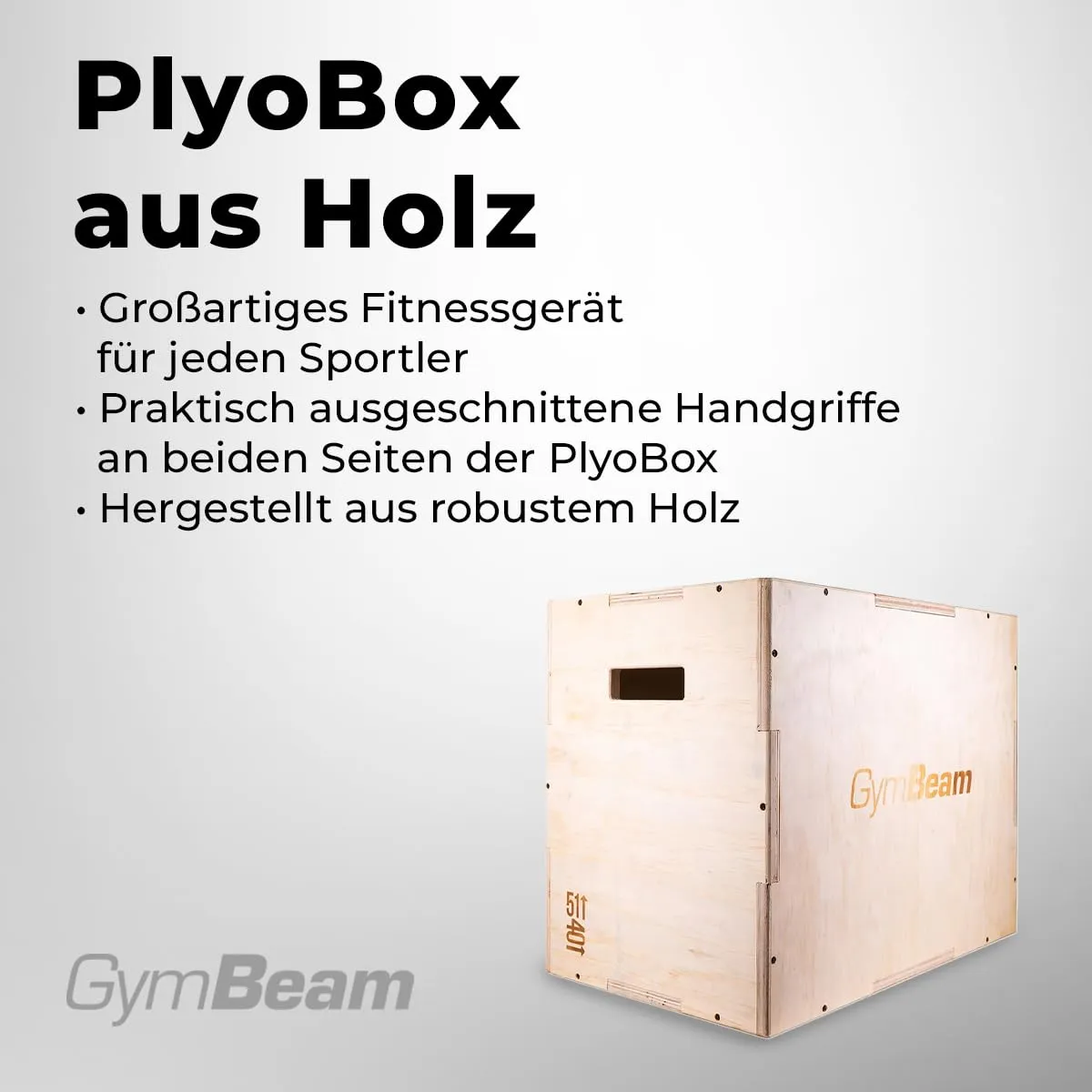 GymBeam PlyoBox Holz Sprungbox 200kg mit Griffen