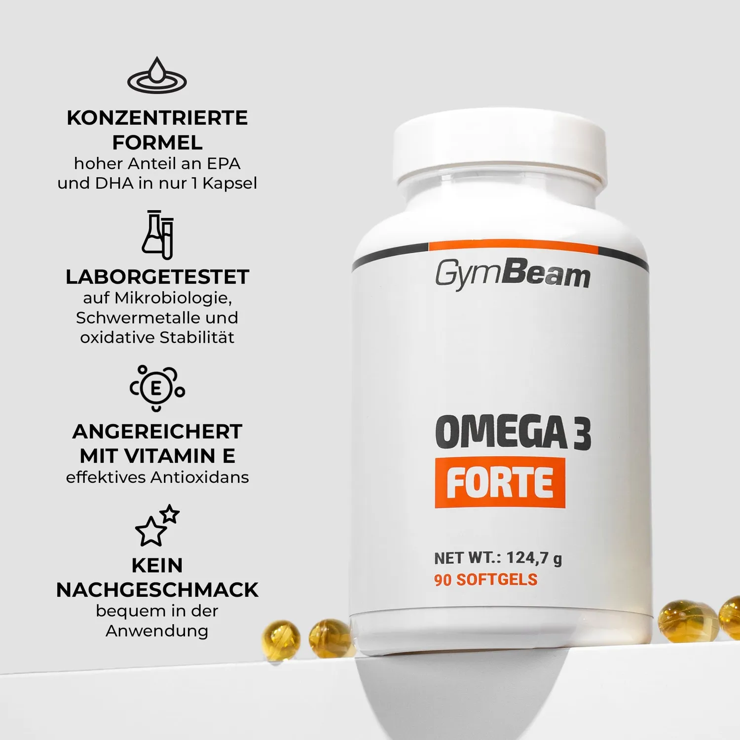 GymBeam Omega 3 Forte Kapseln 90 Caps Hochdosiert
