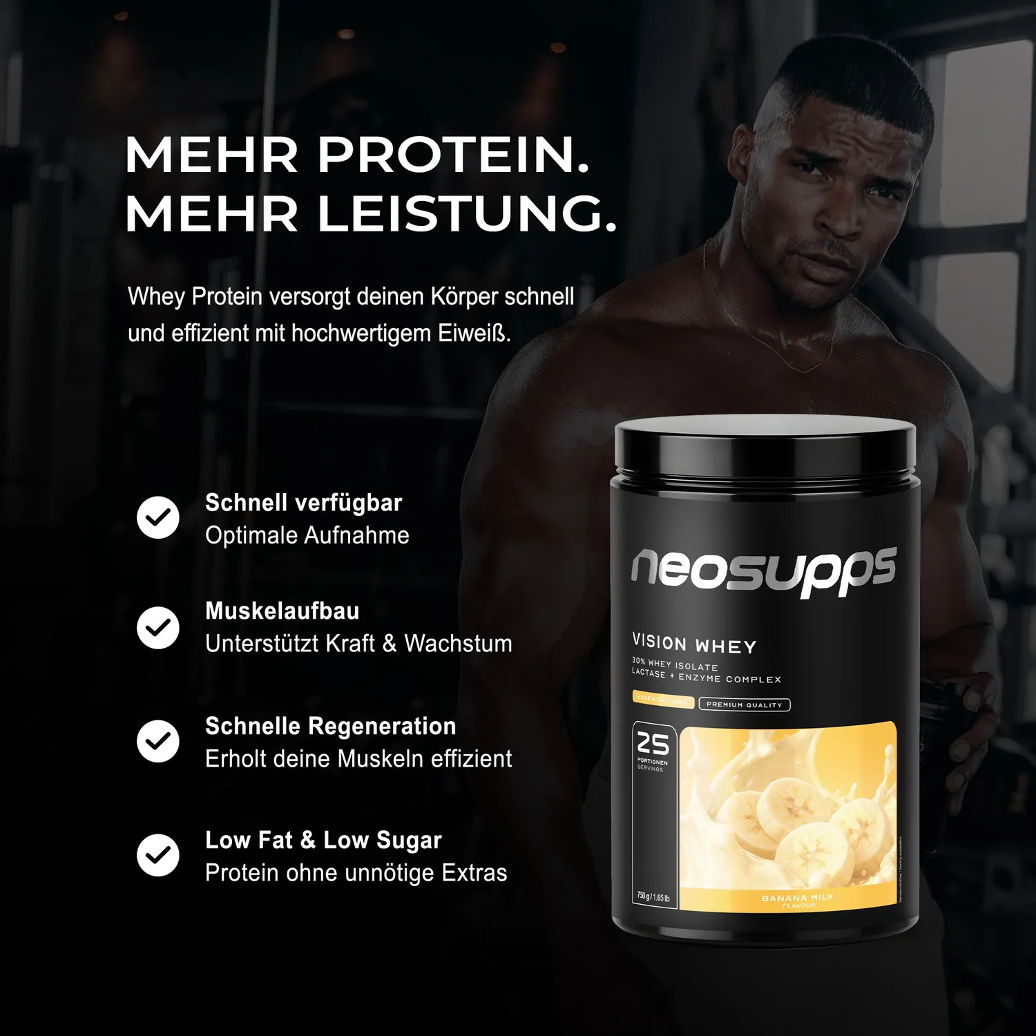 Neosupps Vision Whey Protein 750g Banana Milk Laktase