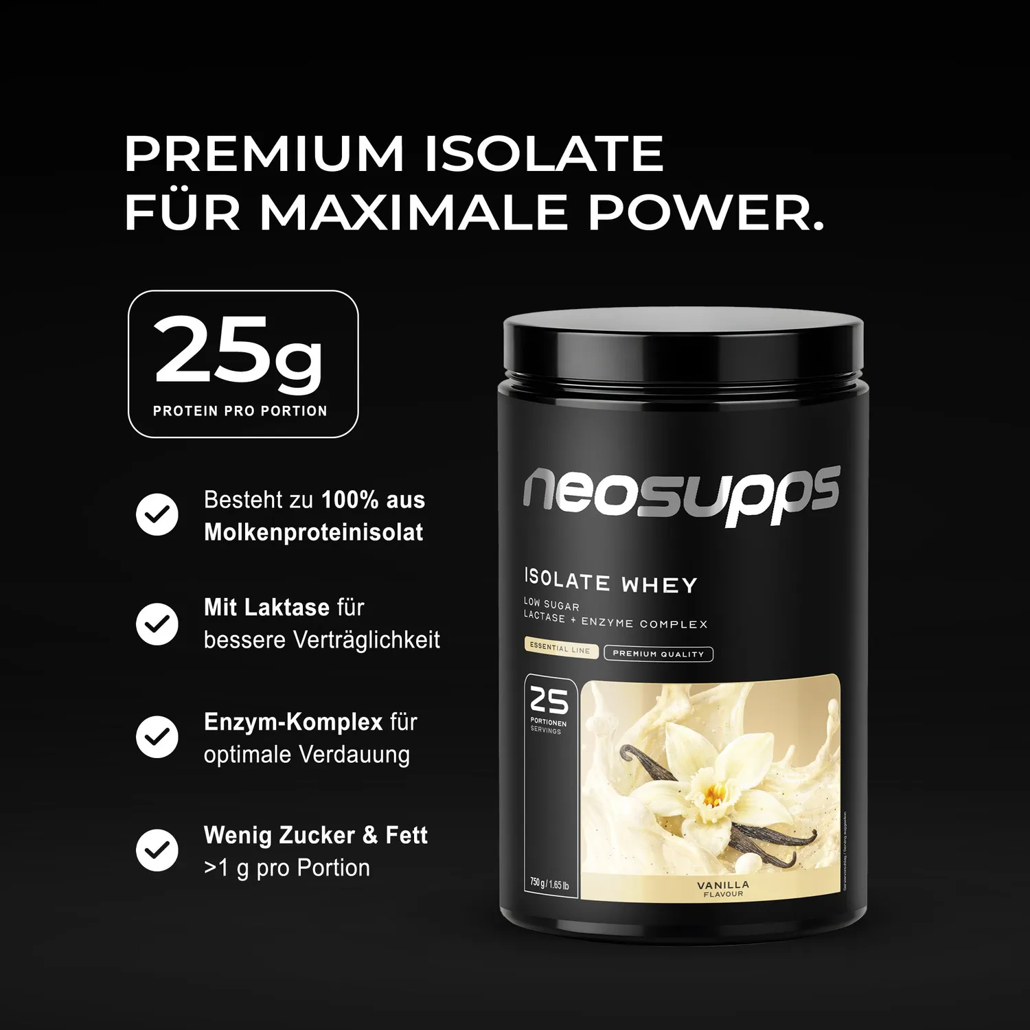 Neosupps Isolate Whey Vanilla 750g laktosearm