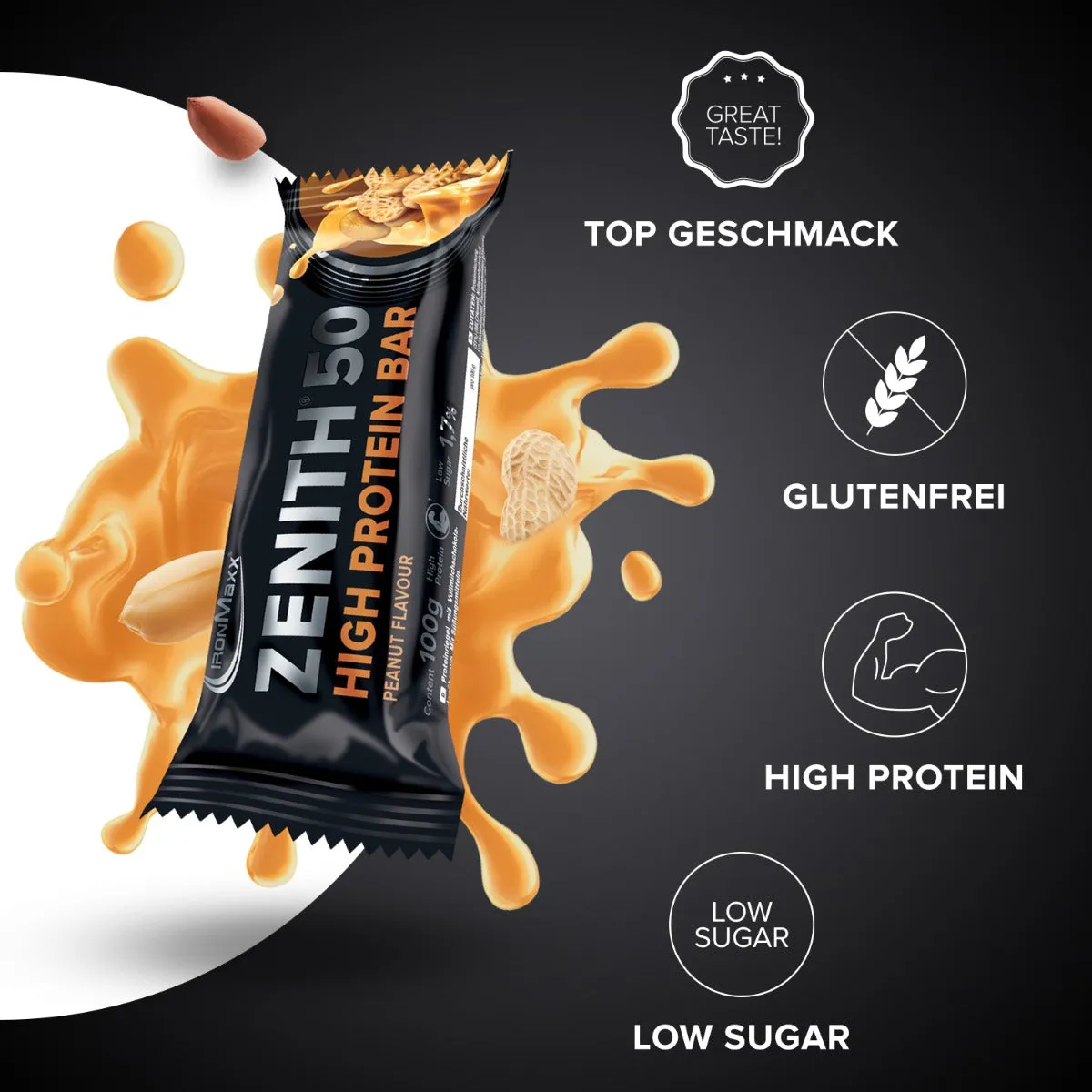 IronMaxx Zenith 50 Proteinriegel 12x100g Erdnuss